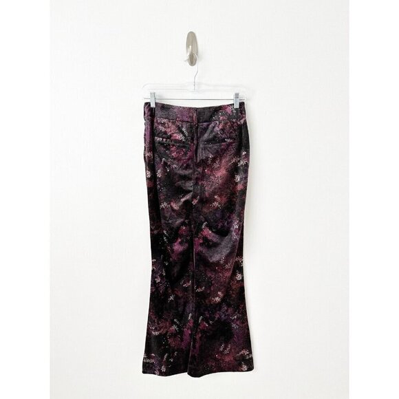 NWT Anthropologie Scotch & Soda Velvet Flare Trousers Pants 25 Black Purple - Picture 8 of 10